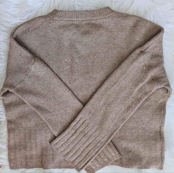 NWOT Madewell camel drop shoulder oversized boxy wide sleeve ribbed knit cuffs - Picture 5 of 14